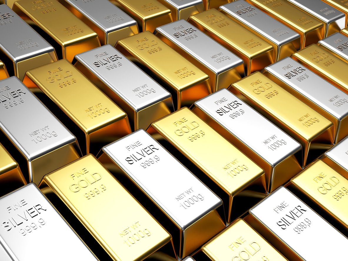 Photo of gold and silver bars.